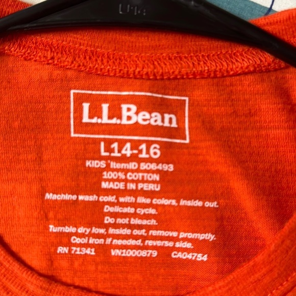 L.L. Bean Kid's Orange Cotton Bear & Mountain Tee Shirt , LIKE NEW LG 14/16 - Picture 3 of 6